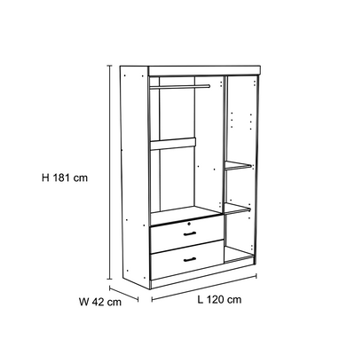 Selva 3 Door + 2 Drawer Wardrobe - White Oak